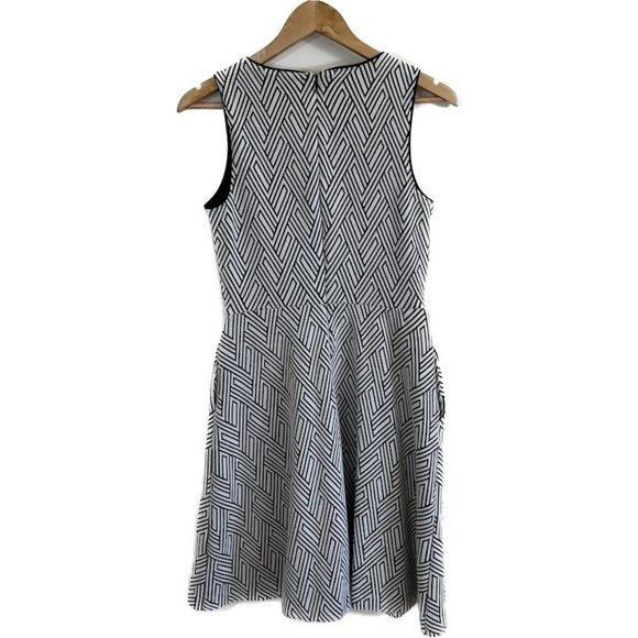 Banana Republic Black/White Geometric/Chevron High Waist/A-Line Dress - Picture 15 of 16